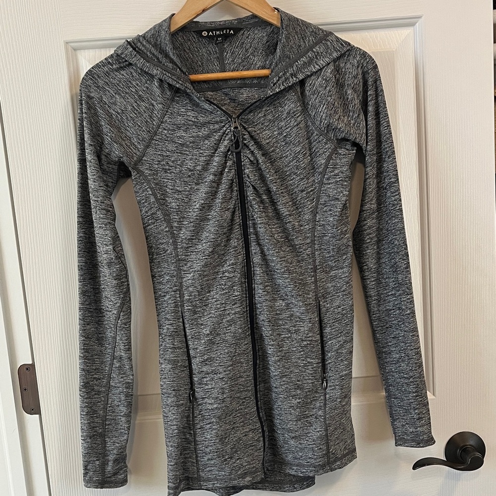 Athleta Heathered Gray Zip-Up Hoodie